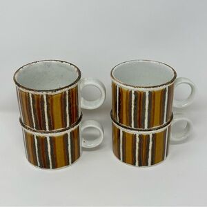 Set Of 4 Midwinter Earth Stonehenge Mid Century Coffee Mugs Made in England